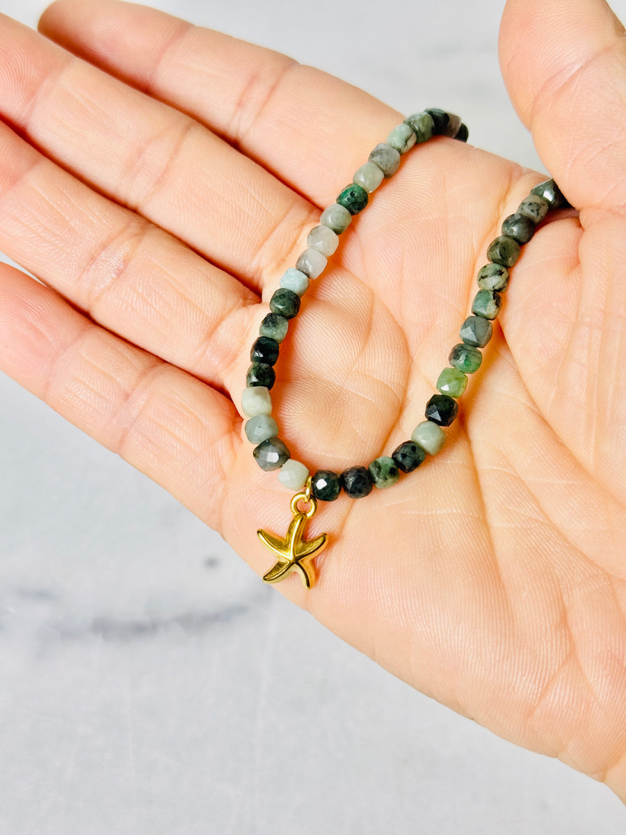 Emerald “Sea & Earth” Anklet for Abundance & Balance