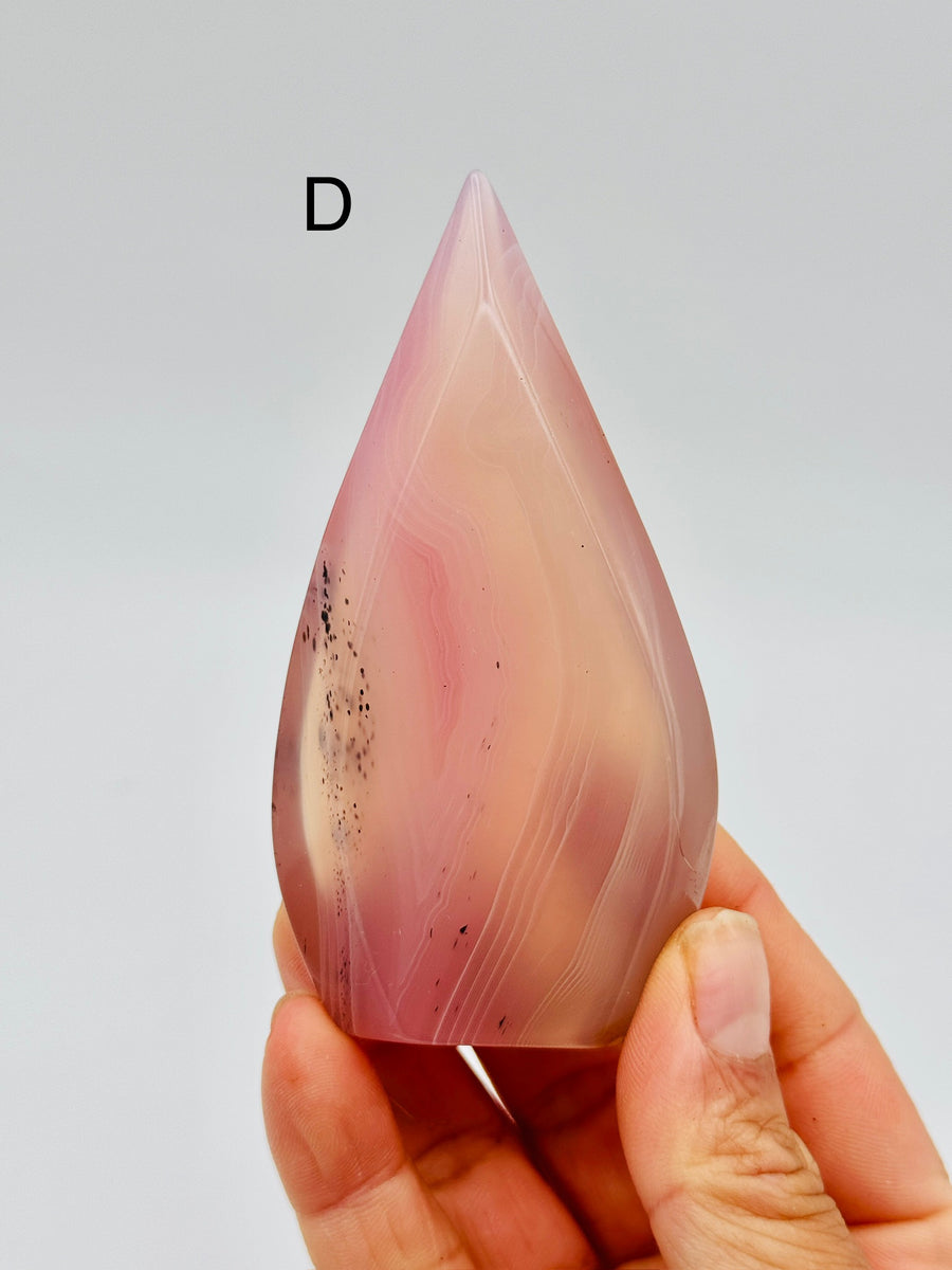 Pink Jelly Agate Flame Carving