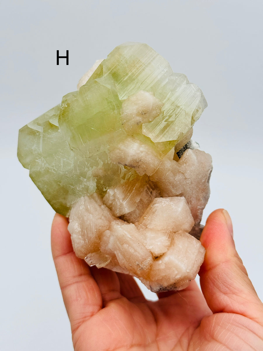 Green Apophyllite with Peach Stilbite