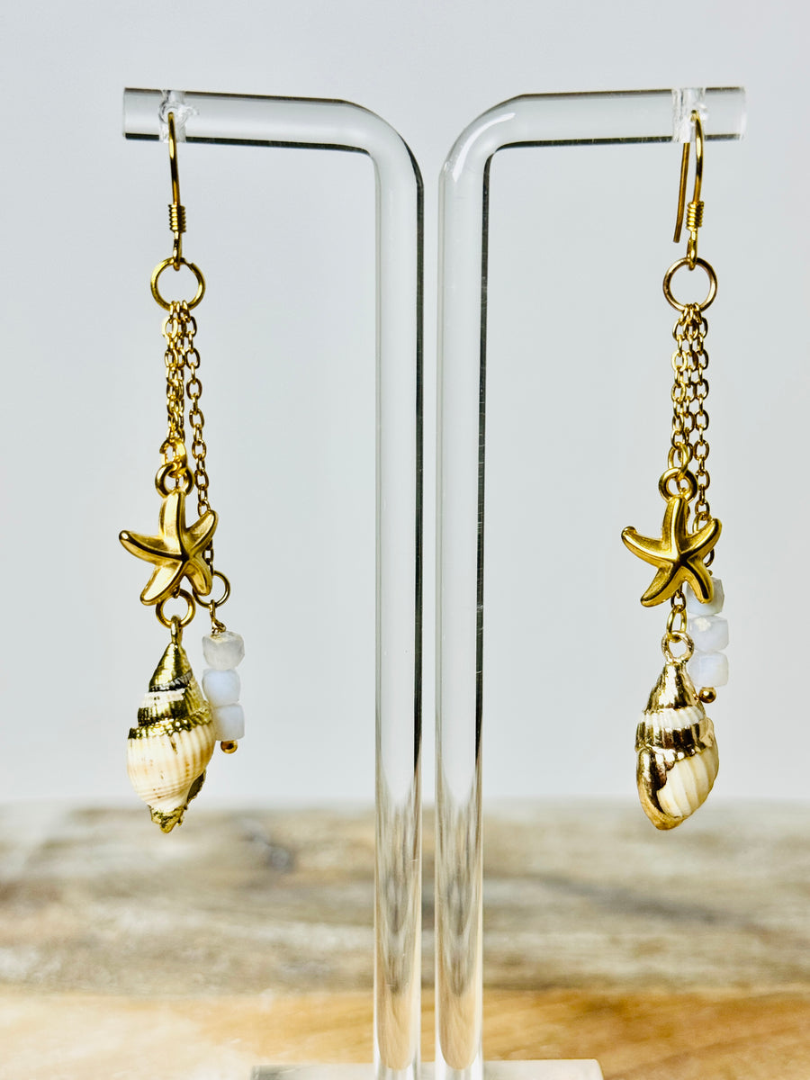 "Ocean Whisper" Blue Lace Agate Chandelier Earrings