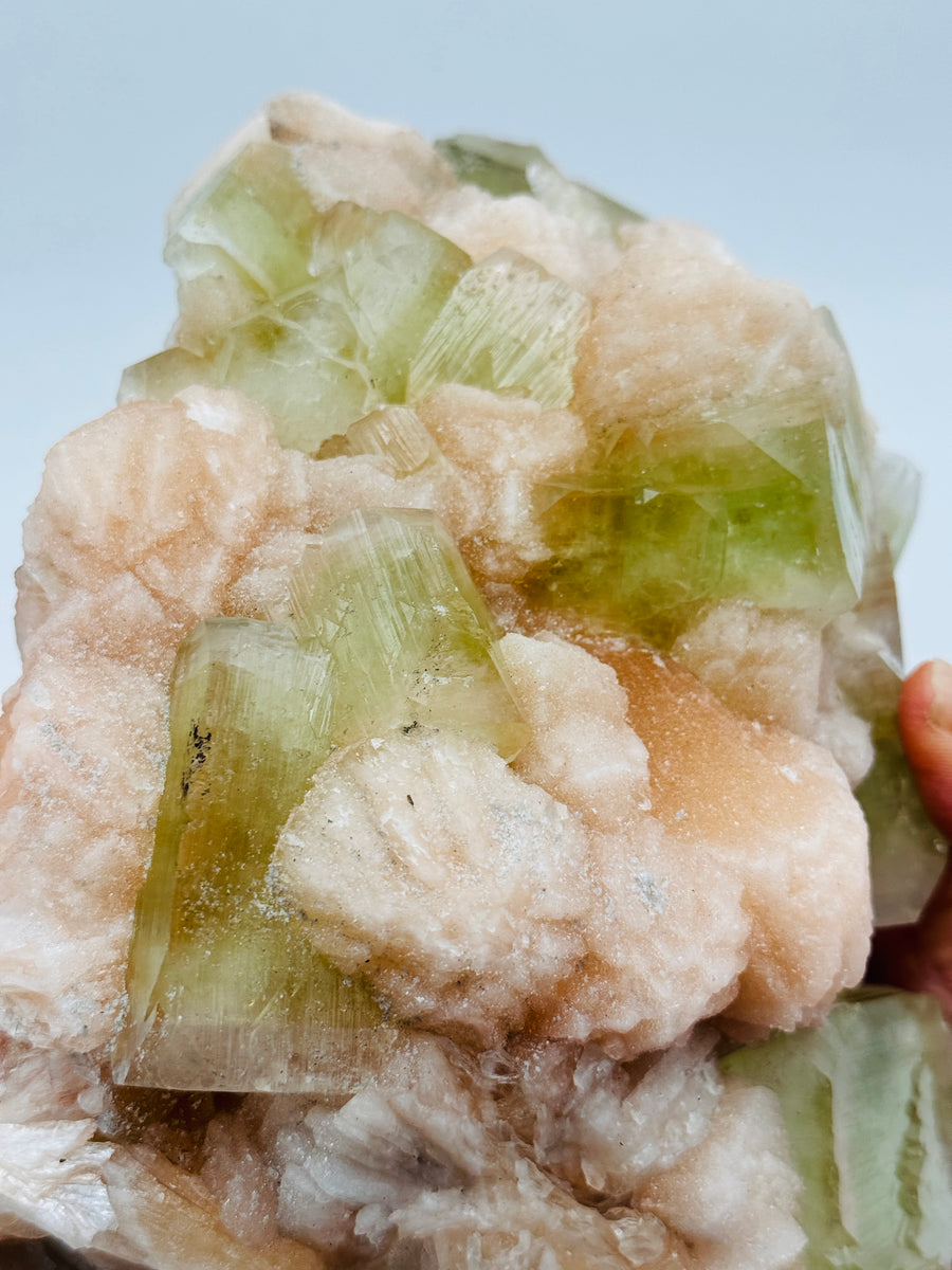 Green Apophyllite with Peach Stilbite
