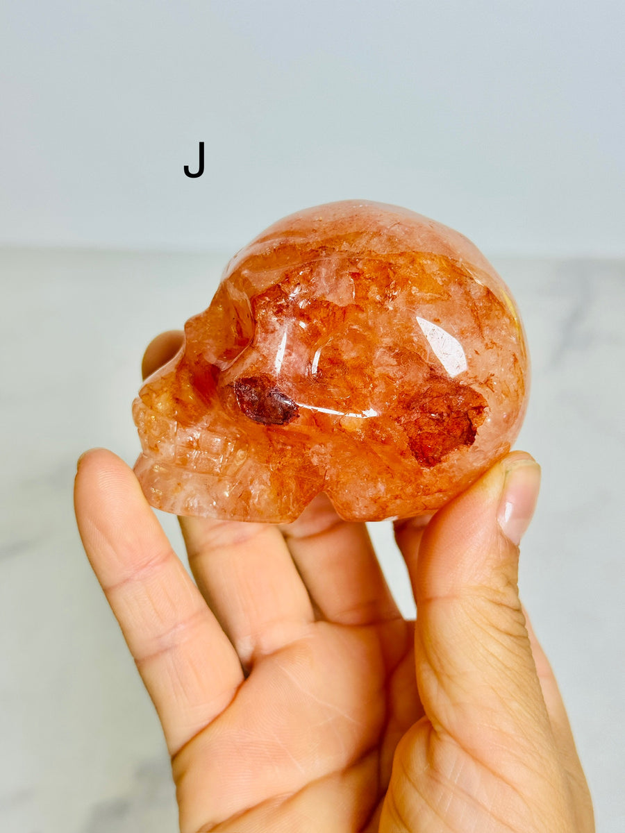 Fire Quartz Skull Carving