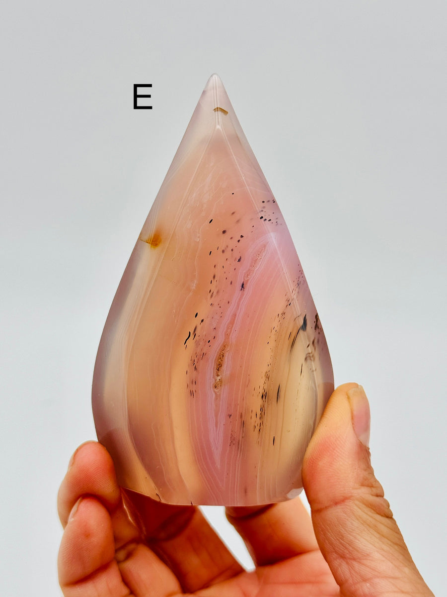 Pink Jelly Agate Flame Carving