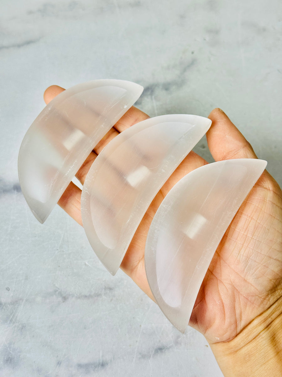 Satin Spar Moon Bowl