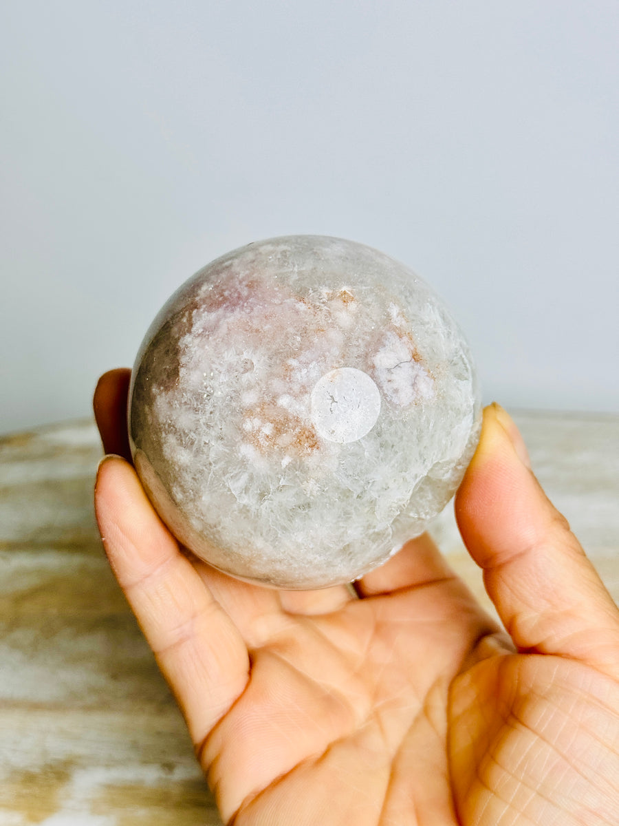 Prasiolite (Green Amethyst) with Pink Amethyst Sphere
