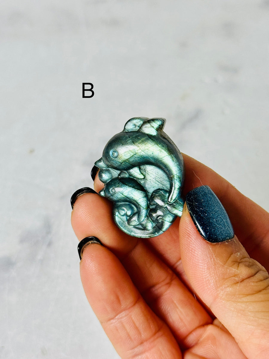 Labradorite Dolphin Carving