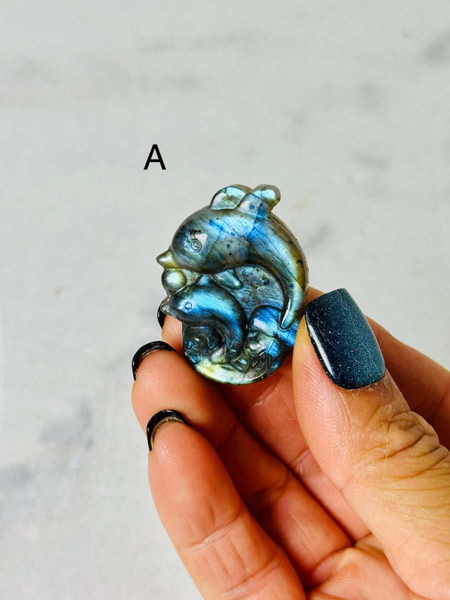 Labradorite Dolphin Carving