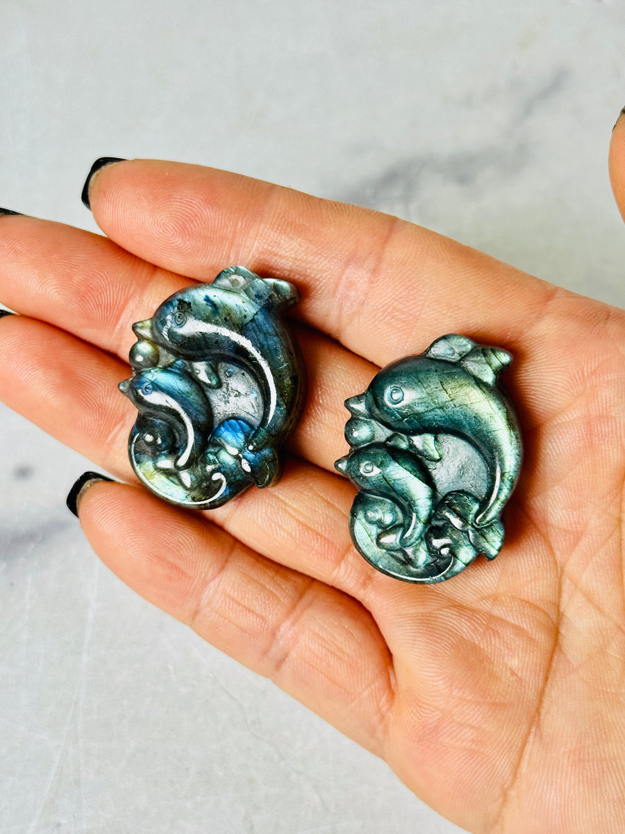 Labradorite Dolphin Carving