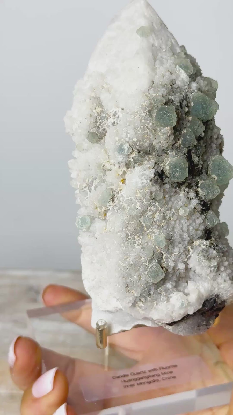 Candle Quartz with Green Fluorite from Inner Mongolia