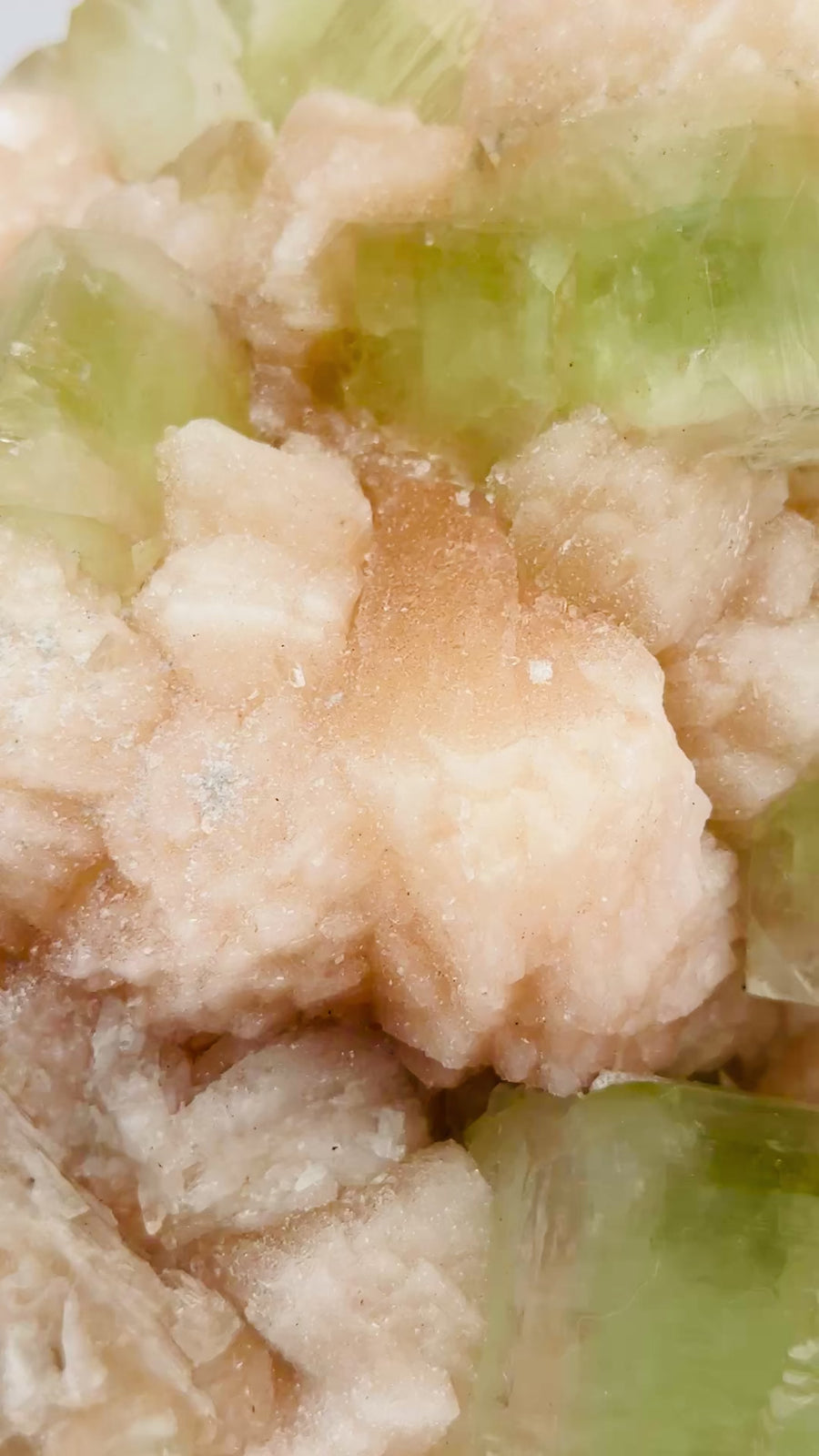 Green Apophyllite with Peach Stilbite