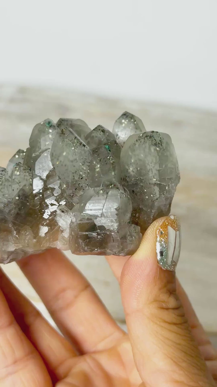 Calcite with Pyrite & Malachite from Henzhan Mine, China