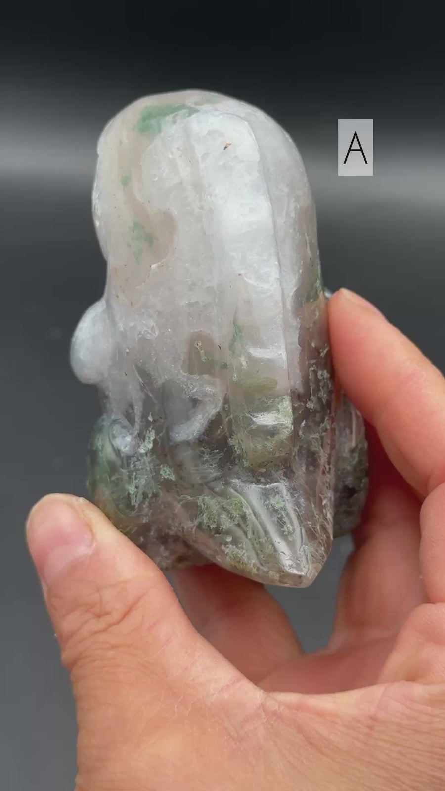 Moss Agate Chubby Dino Carving