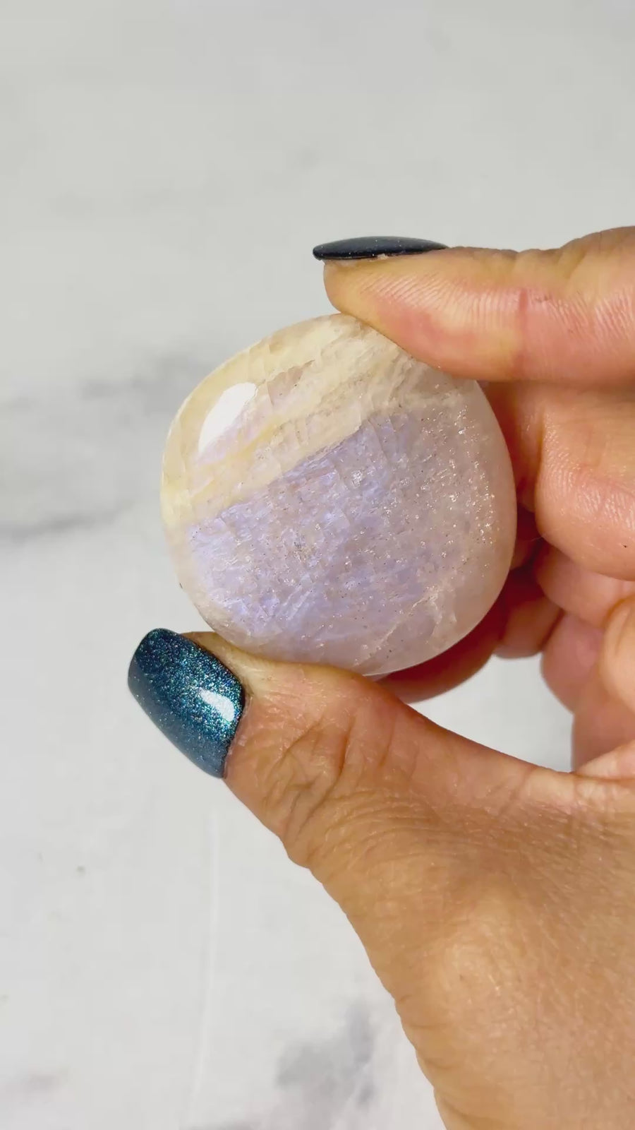 Blue Flash Moonstone Flat Stone