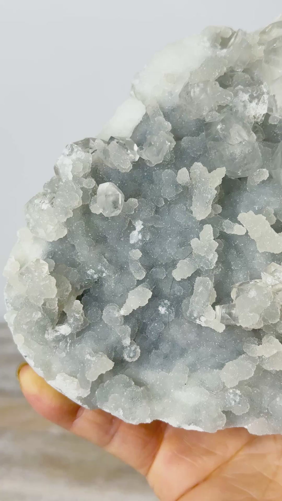 Light Blue Chalcedony with Diamond Apophyllite