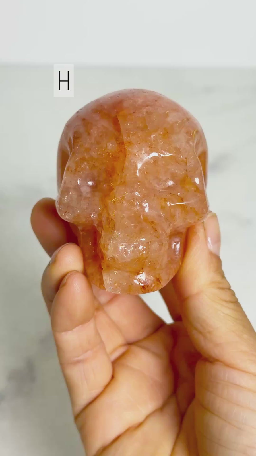 Fire Quartz Skull Carving