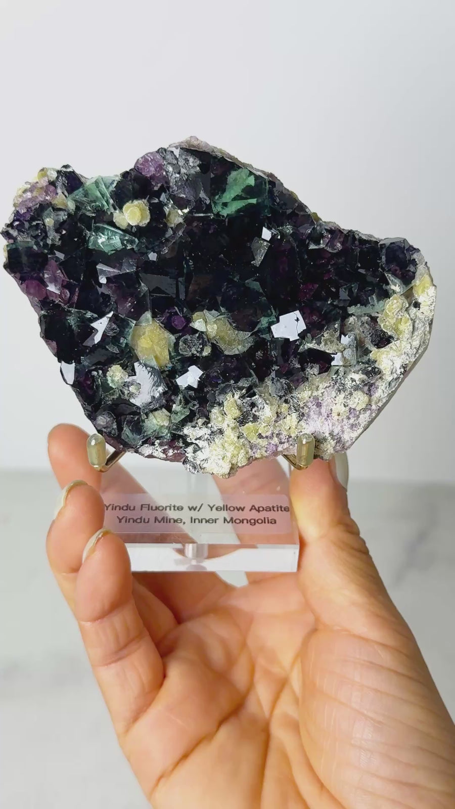 Yindu Fluorite with Yellow Apatite from Yindu Mine, Inner Mongolia