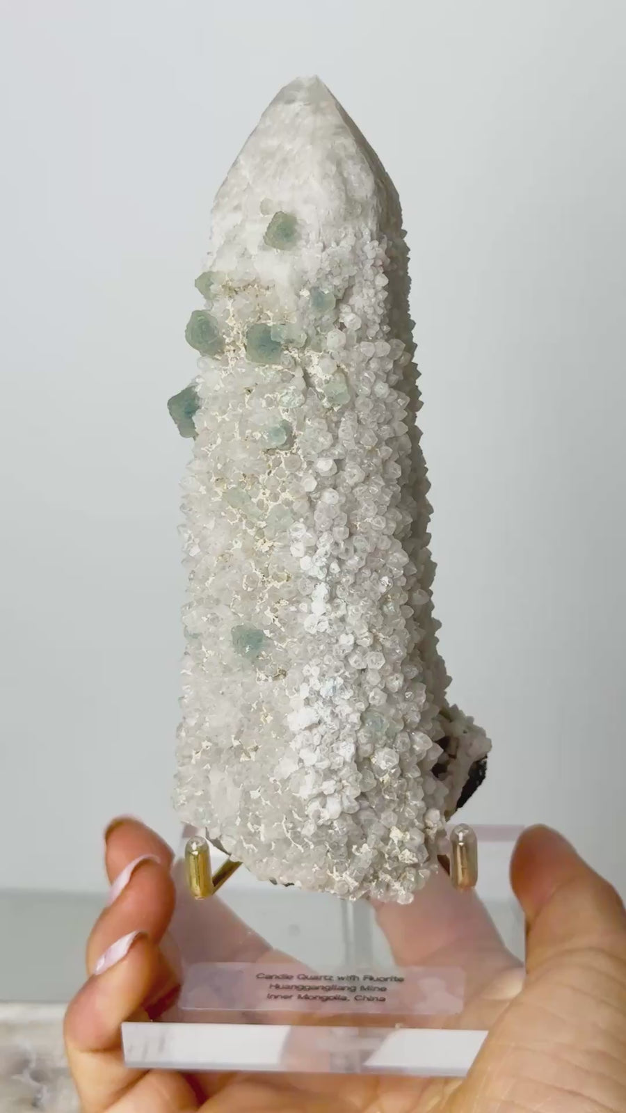 Candle Quartz with Green Fluorite from Inner Mongolia