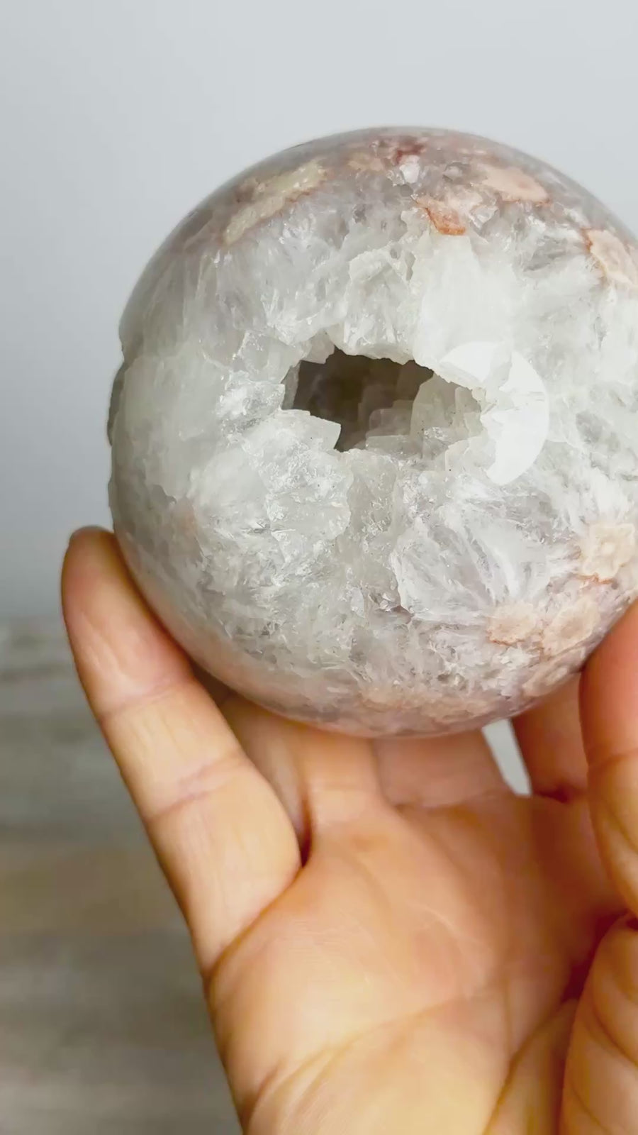 Prasiolite (Green Amethyst) with Flower Agate Sphere