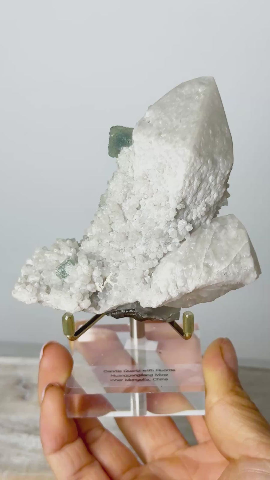Candle Quartz with Green Fluorite from Inner Mongolia
