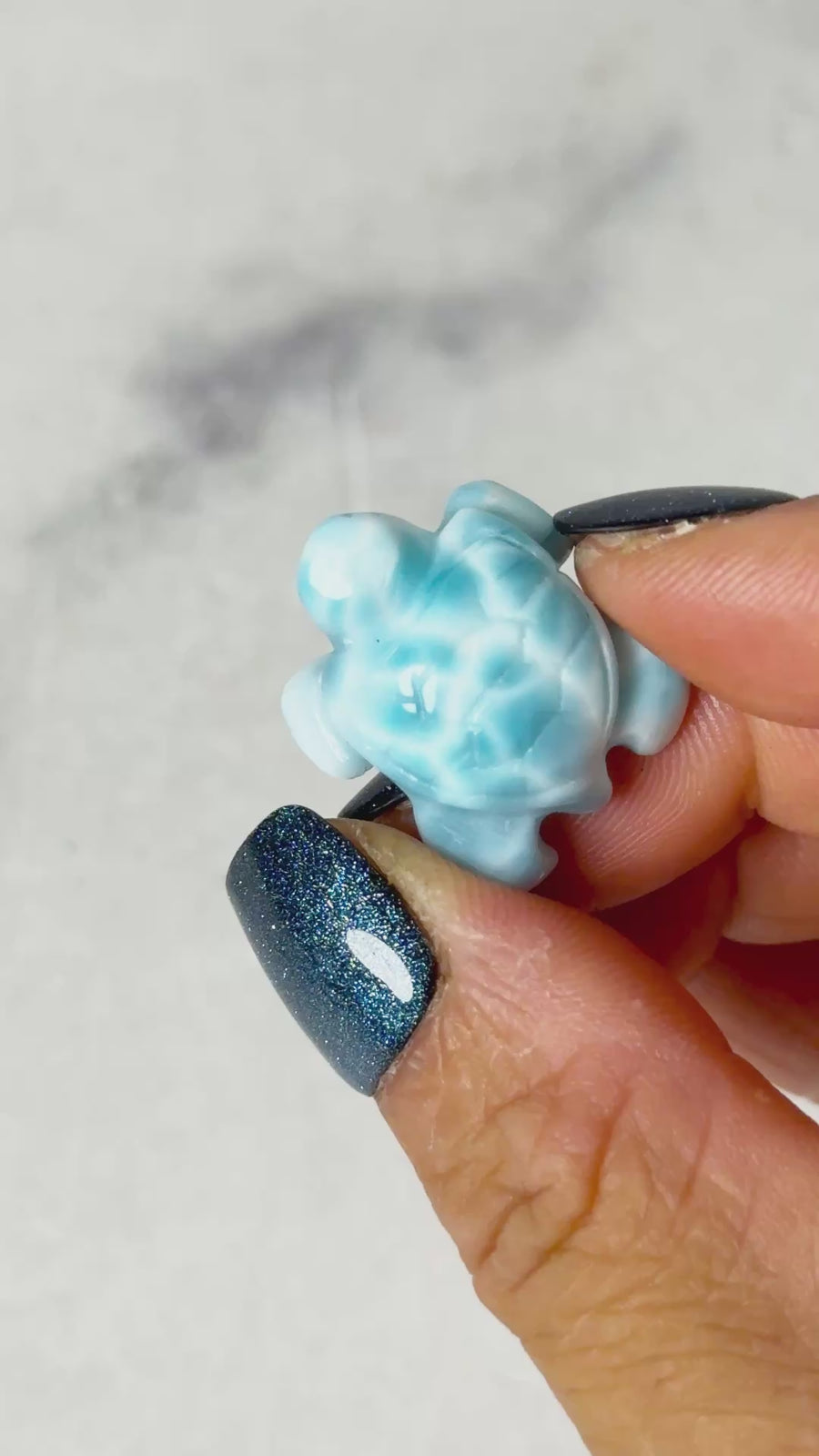High Quality Larimar Turtle Carving