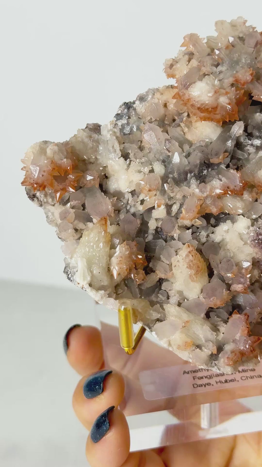 Amethyst with Calcite from Fengjiashang Mine