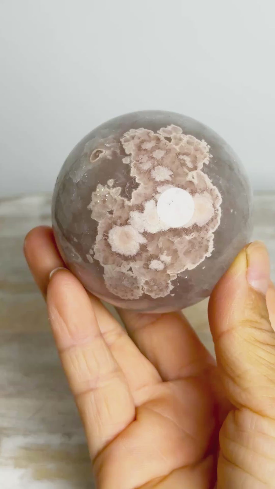Prasiolite (Green Amethyst) with Flower Agate Sphere