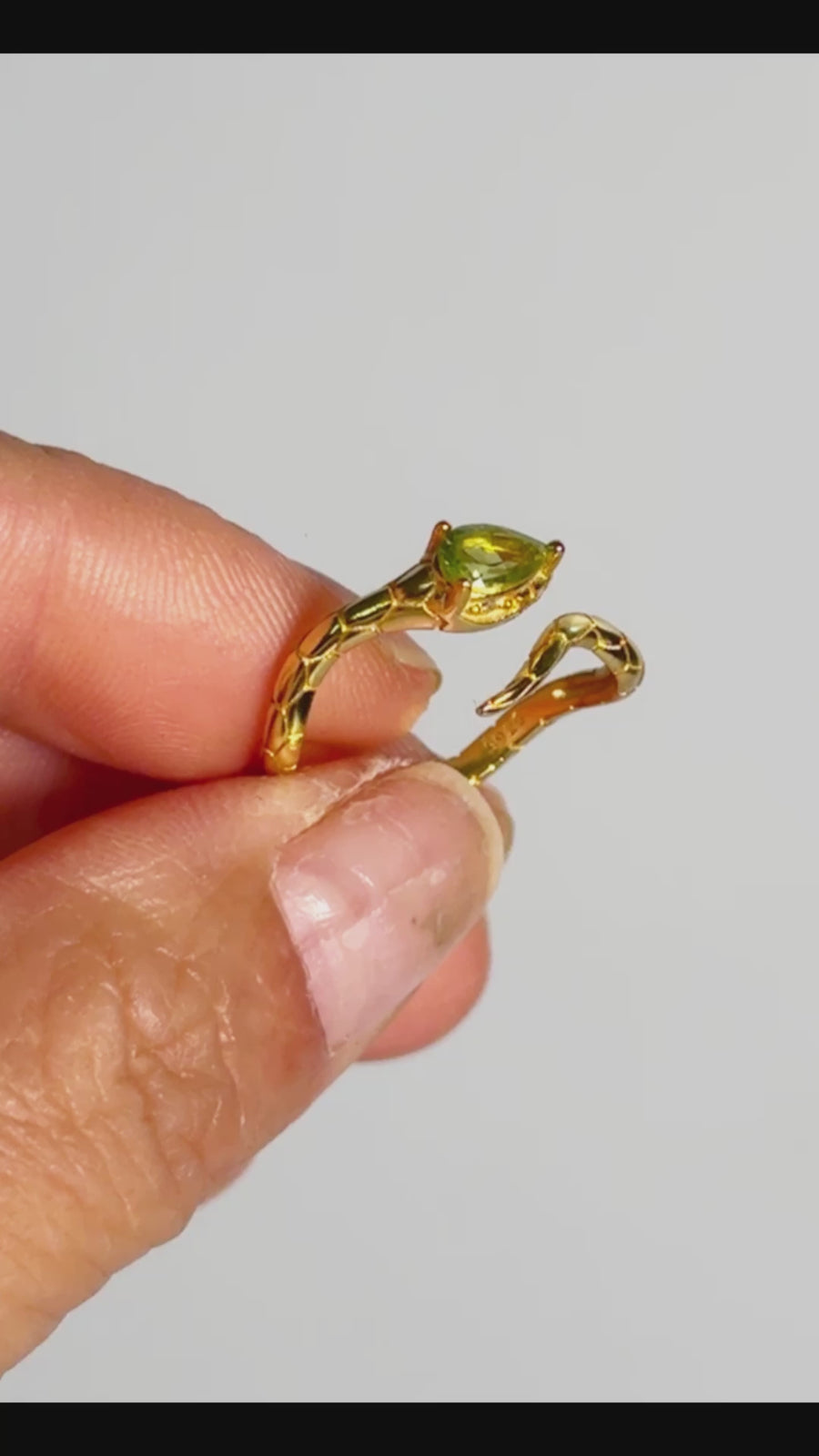 Peridot Gold Plated 925 Sterling Silver Snake Ring