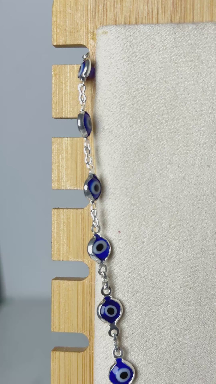Silver Plated Palladium Navy Blue Evil Eye Necklace